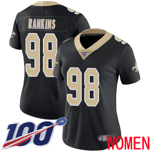 New Orleans Saints Limited Black Women Sheldon Rankins Home Jersey NFL Football 98 100th Season Vapor Untouchable Jersey